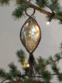 Vintage-Inspired Glass Bauble with Tinsel and Handpainted Decorations