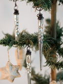 Pair of Mouth-Blown Twisted Glass Icicles