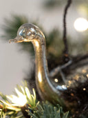 Vintage-Inspired Silvered Glass Bird with Tinsel Decorations