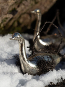 Vintage-Inspired Silvered Glass Bird with Tinsel Decorations