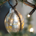 Vintage-Inspired Glass Bauble with Tinsel and Handpainted Decorations