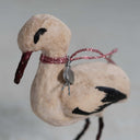 Vintage-Inspired Handmade Stork in Cotton and Paper
