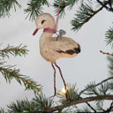 Vintage-Inspired Handmade Stork in Cotton and Paper