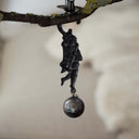 Vintage-Inspired Metal Faun Candleholder With Ball